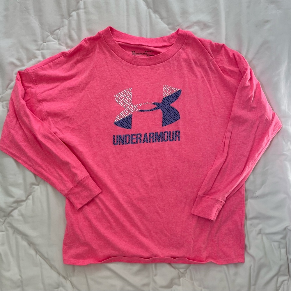 Under Armour Girls Pink Long Sleeve with “Heat Gear”